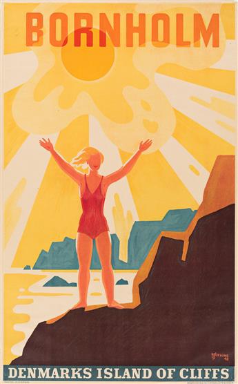 VARIOUS ARTISTS.  [TRAVEL / DENMARK.] Group of 3 posters. 1940s-1950s. Each approximately 39½x24¼ inches, 100¼x61½ cm.